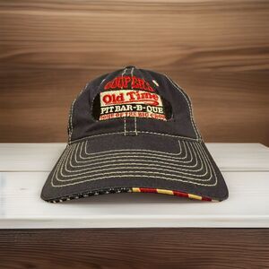Coopers Old Time Pit Bar B Que Hat Blue American Flag Brim Adjustable H & L Cap